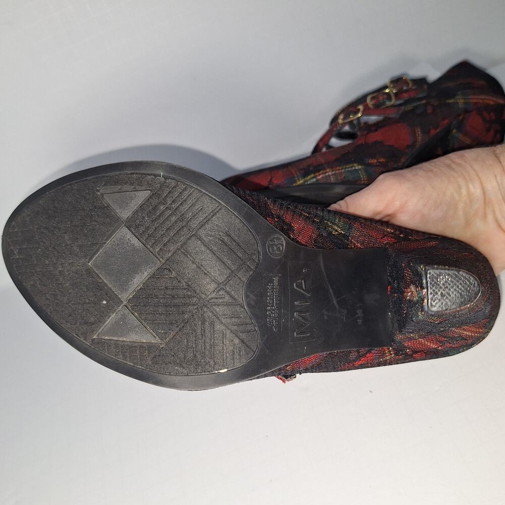 Y2K MIA Scarlett Plaid Mary Jane Heels Triple Strap Tartan Round Toe Size 8.5 - Picture 9 of 13